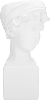 Hemoton Vaso de cabeça de menina estilo romano grego, estátua de flores, vaso de suculenta, estátua de rosto, estatueta para decoração de casa, escritório, jardim, escultura