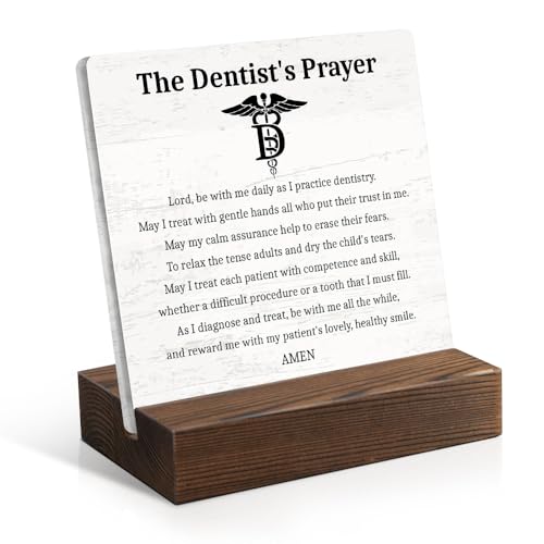 Juoqg The Dentist's Prayer Acrylic Plaque with Wooden Stand, Dentist Gifts for Men Women,...