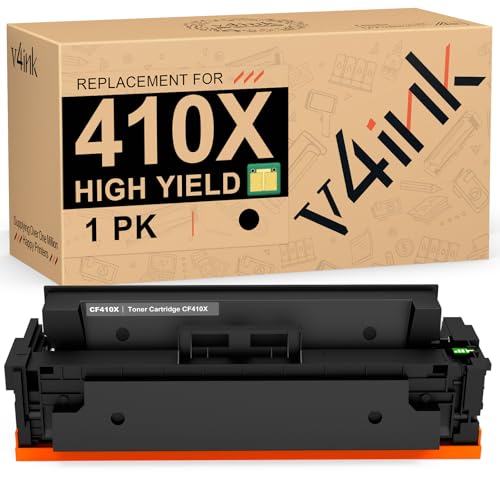 v4ink 410X Toner Cartridge Remanufactured Replacement for HP 410A 410X CF410X CF410A Black High Yield Toner for HP Color Pro MFP M477fnw M477fdw M477fdn M452dn M452dw M452nw M377dw M452 M477 Printer