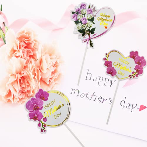 15 Pcs Happy Mother's Day Cake Topper Heart Flower Cake Topper Mother's Day Cupcake Topper Heart Shaped Cake Picks Cake Decoration For Birthday Mother's Day Gifts Cake Decoration Party Favors #TOP6