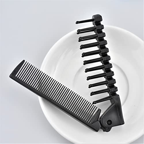 Folding Hair Brush and Comb, Plastic Portable Travel Hair Brush Pocket Hair Comb Double Headed Massage Hair Comb for Thick, Thin Hair (Black) - Image 6