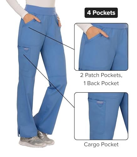 Image of Cherokee Women Scrub Pant with Straight Leg Pull-on Pant Medical Bottom with 4 Pocket & 2-Way Stretch Fabric - WW110