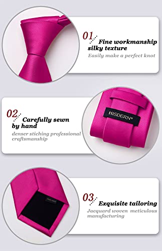 Image of HISDERN Mens Ties Solid Color Wedding Ties and Pocket Square Neckties Clip Sets Business Formal Satin Ties for Men