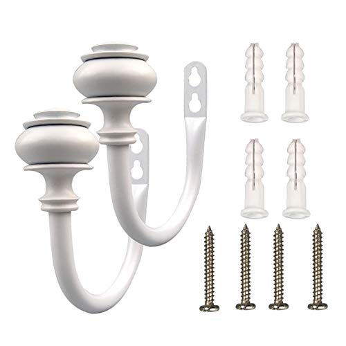 FLAMEER カーテンフック カーテンホールドバック U字型 カーテン掛け用 留め金具 カーテンホルダー, 白い