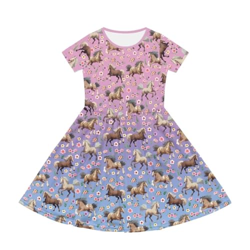 Image of Short Sleeve Dress for Girls with Pockets Cute Toddler Girl Clothes Summer 2-12