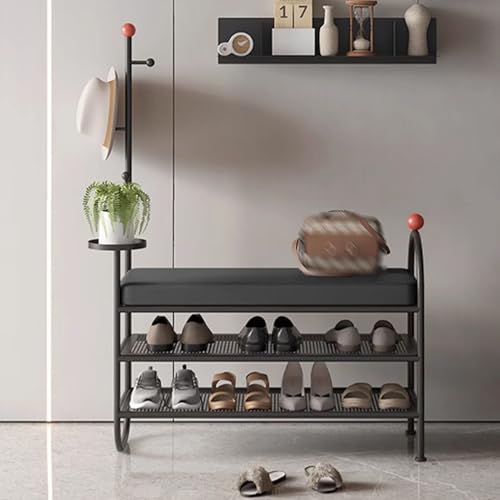 Banc à chaussures blanc avec rangement et coussin d'entrée - 3