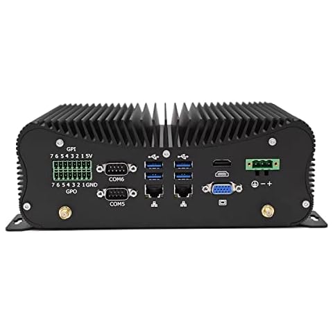 STRHIGP 14Pin GPIO Fanless Mini PC Industrial Desktop Computer Windows 10 Pro, Dual Core i5-8265U DDR4 8GB RAM, 128GB SSD, RS485 COM, Gigabit LAN, HD, VGA, WiFi, BT4.0, SIM Slot Cover