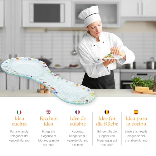 SOSPIRI VENEZIA Repose-cuillère de cuisine en verre de style Murano – élégant accessoire de vaisselle pour louches et cuillères 30 x 13 cm – pour maison, restaurant, bar, idée cadeau – Image 5