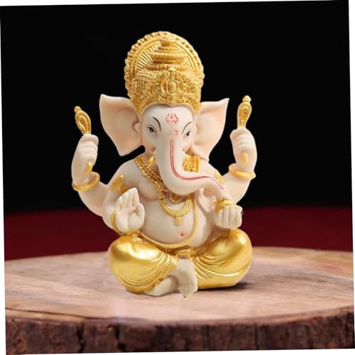 Statue de Ganesh dorée 14cm idole hindoue pour décoration de maison et bureau