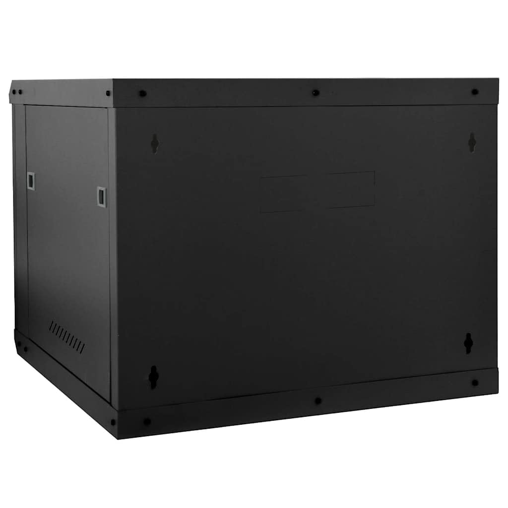 Armadio di rete 60 x 60 x 50 cm, montaggio a parete, armadio server da 19 pollici, armadio in acciaio nero per apparecchiature IT