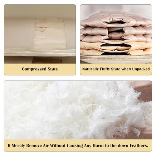 3Pcs Space Saving Hanging Garment Bag with Self Compression Zipper, Storage Bags Space Saver Closet Organizers Dust Cover 3 sizes for Down Coat Clothes Beige4