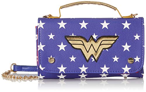 BIOWORLD MERCHANDISING Dames Mini Sac À Main Dc Comics Wonder Woman Clutch, blauw (blauw), 4x11x18 centimeter