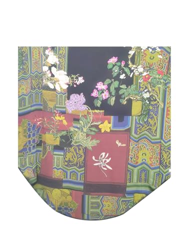 Kwedhongjh Women's 100% Silk Long Sleepwear, Silk Women's Bathrobe, Silk Kimono, Doll Sleeve Long Bathrobe - Flower Pattern4