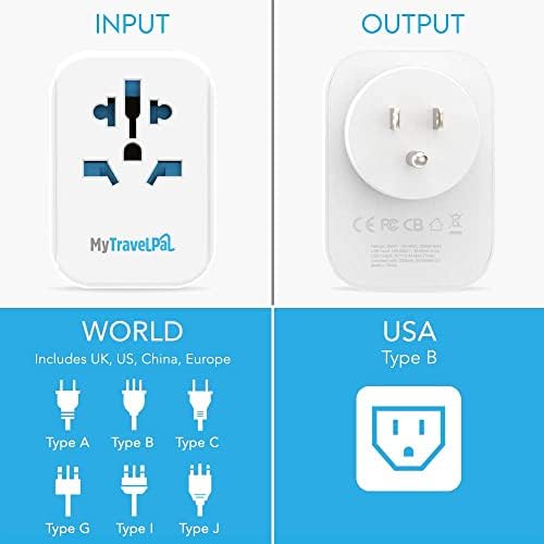 UK to US Plug Adaptor With 3 USB | UK to USA Travel Adapter Plug | MyTravelPal® UK To USA Plug Adapter With USB | American Plug Adapter UK to US | UK To US Plug Adapter | USA Mexico Canada Thailand