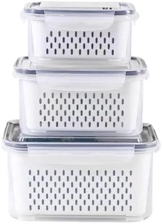 Kit 3 Potes Herméticos de Geladeira Organizadores com Trava nas T...