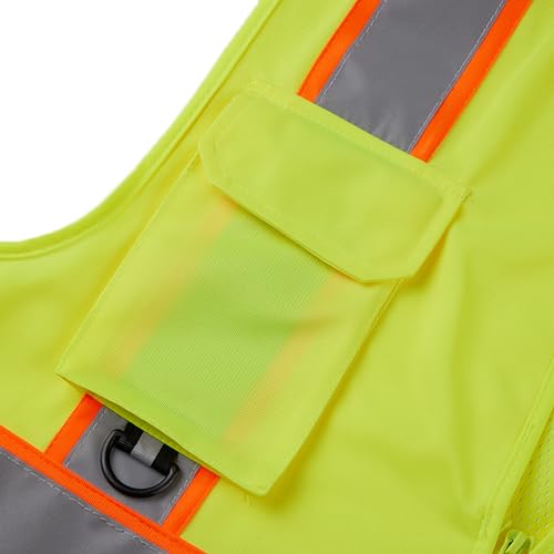 SV2300, ANSI/ISEA Class 2, Safety Tricot/Mesh Vest, Reflective w/Orange binding, Zipper, Pockets, Neon Green4