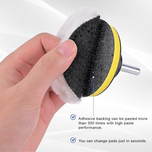 Image of STHIRA 5Pcs Wool Polishing Pad Set with Drill Backing Plate, 5'' Wool Buffing Pads for Car Detailing, Waxing, Paint Correction and Mirror Finish