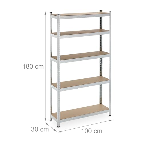 Estanterías metálicas de almacenaje Relaxdays para taller, 5 baldas ajustables 4