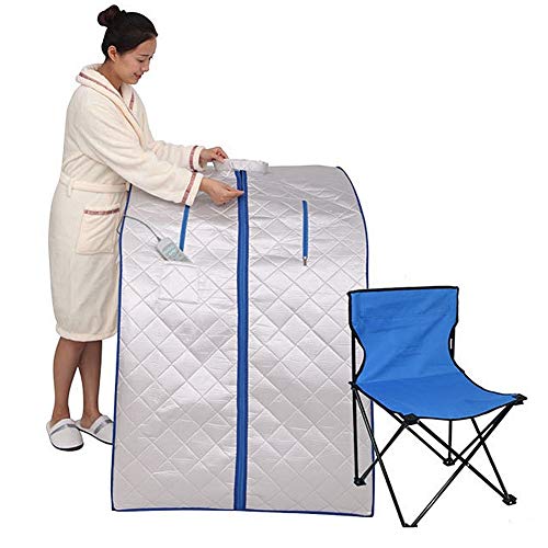 ZFF Far Infrared Steam Sauna Portable Sauna Spa Room Wired Remote Control With Folding Chair Full Body Fumigation Slimming Detoxify