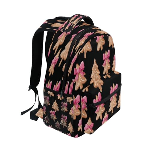 Bow Christmas Tree Black Background Pattern Kids Backpack for Boys Girls Backpacks Student Backpack Big For Elementary School Shoulder Bag Bookbag2