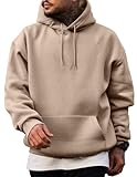 JMIERR Fall Sweatshirts for Mens Comfy Simple Plain Drawstring Hoodies Collar Fleece Long Sleeve with Pockets Hooded Pullovers Casual Loose Fit Shirts Cotton Sweater, US43(L), Parchment