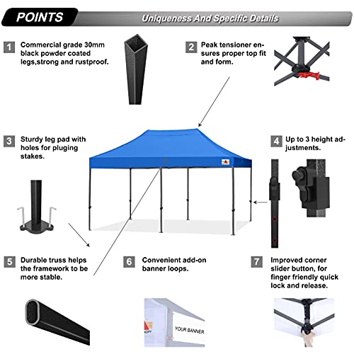 Abccanopy Patio Pop Up Canopy Tent 10X20 Commercial-Series(Blue) #TOP2
