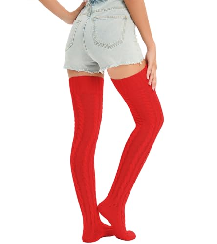 Image of Sexybody Women's Thigh High Socks Over the Knee Knit Socks, Winter Leg Warmers Stockings Knee High Tube Arctic Fleece