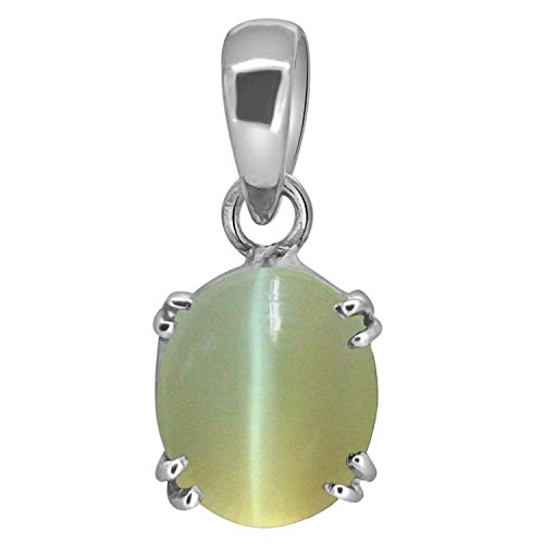 Pendentif œil de chat naturel 10.50 Ratti en Ashtadhatu plaqué argent pour homme et femme