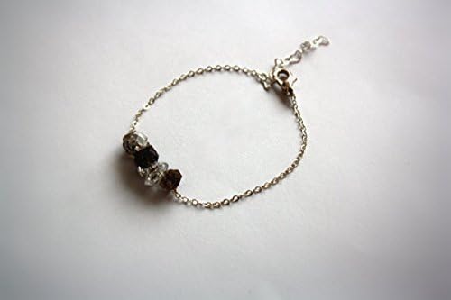 JEWELZHerkimer Diamond Dainty Bracelet - Gemstone and Silver platedplated Chain Bracelet, Trace Chain, raw Rough Crystal Jewelry, Adjustable Size