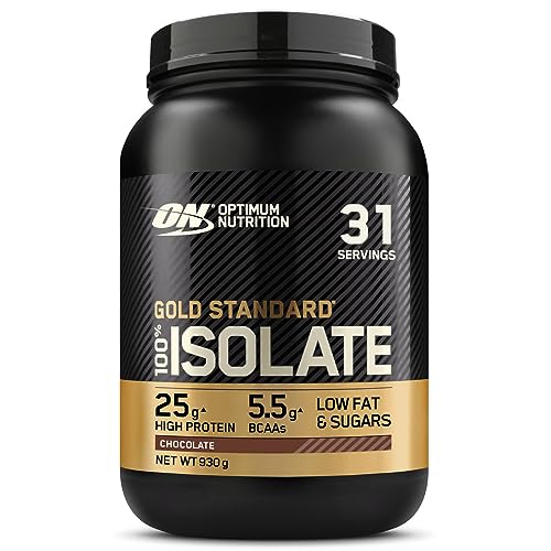 ON Gold Standard 100 por 100 Isolate, Proteína Whey Pura, BCAA y Glutamina Naturales, Ganador de Masa para Pre y Post Entrenamiento y Recuperador Muscular, Sabor Chocolate, 31 Dosis, 930 g