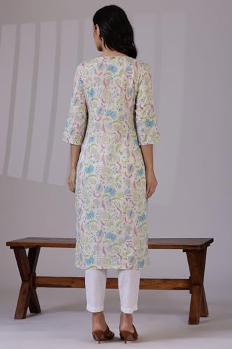Image of W for Woman Schiffli Embroidered Straight Rayon Kurta