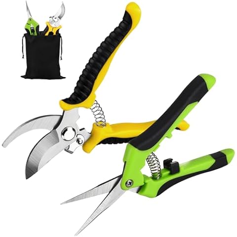 2 Packs Pruning Shears, Garden Shears, Garden Scissors, Garden Pruners Stainless Steel Pruning Shears for Gardening, Garden Clippers, Gardening Tools Scissors with Storage Bag Cover