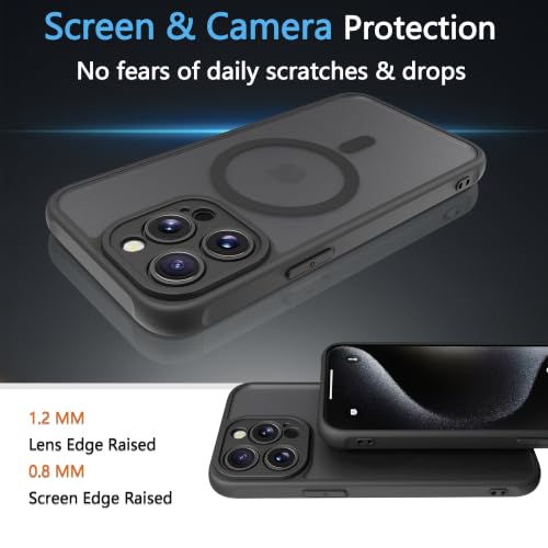 Image of for iPhone 15 pro Case [Compatible with Magsafe]Translucent Matte Phone Cover, [10 FT Military Grade Drop Protection] Slim Durable Shockproof Protective Bumper (Black Magnetic, iPhone 15 pro)