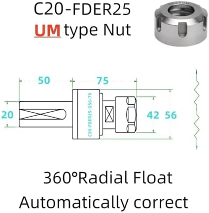 Adjustable Floating Reamer Shank - C20 Radial Holder for Precision Drilling, ER25 Compatible, Enhanced Stability & Versatility in Metalworking Tools