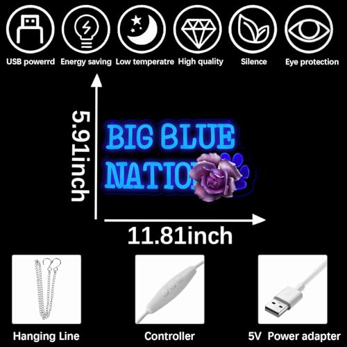 Image of Blue Paw Print Sports Neon Sign Wall Decor for Man Cave Game Room