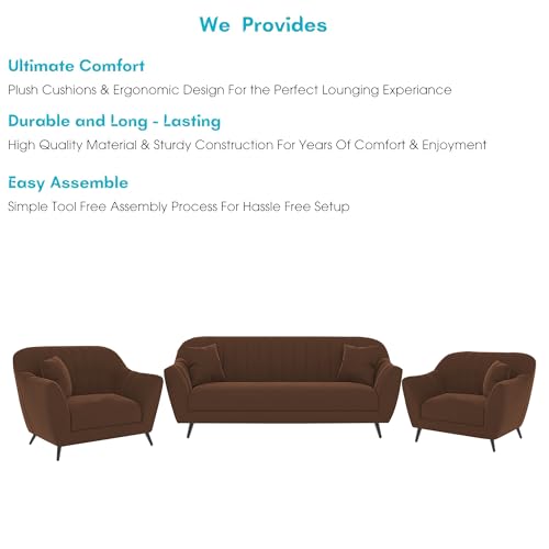 Image of Atticus 3+1+1 Seater Sofa Set for Living Room (Brown Colour) Premium Fabric Sofa