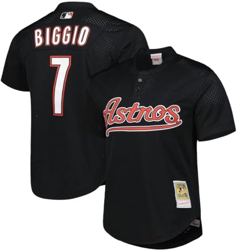 Mitchell & Ness Craig Biggio Houston Astros Black Cooperstown Collection Mesh Batting Practice Jersey (US, Alpha, Medium, Regular, Regular, Black)
