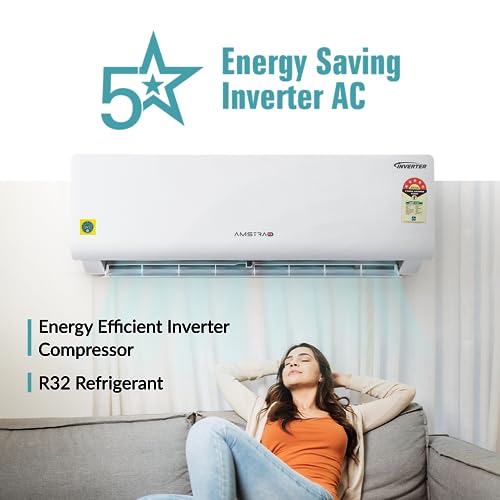 Image of Amstrad 1.5 Ton 5 Star Inverter Split AC (Copper, 4 Way Swing, HD Filter, 2023 Model, AMS205CMI, White)