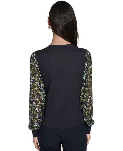 Image of Tommy Hilfiger Women's Long Sleeve Twofer Sweater with Woven Sleeves