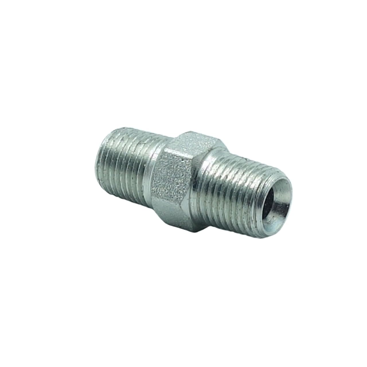 2 Pcs 1/8" x 1/8" Male NPT Hex Nipple Plated Steel Hydraulic Fitting Adapter