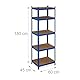 Relaxdays Schwerlastregal, HBT 180x60x45 cm, bis 500 kg, 5 Ebenen, Keller, Garage, Lagerregal zum Stecken, Stahl, blau