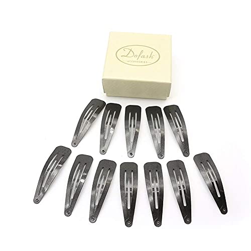 Dofash 12Pcs Snap Hair Clips Hair Grips Metal Hair Clips 7Cm/2.75In Hair Accessories For Girls （Black）