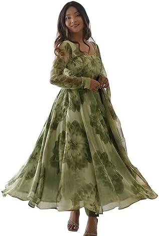 Women Floral Print Anarkali Kurta with Pant and Dupatta