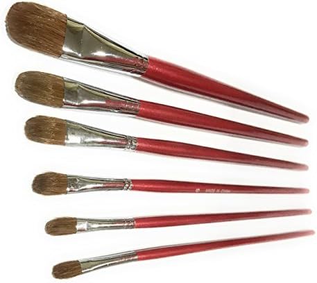 Professional Artist Paint Brushes 6 Pieces Set No Shed Bristles Wood Handles, for Body Paint Acrylics & Oil Paint Brushes