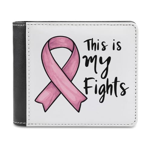 This Is My Fights Ribbon Breast Cancer Bi-fold Wallet for Men Women Print PU Leather Slim Cash Card Holder