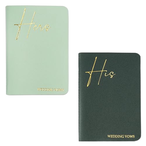 Jasenna 2 livros de votos de casamento dele e dela, diário de votos de casamento, livro oficial do dia do casamento, 12 páginas/peças (2 verdes)