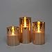 Rhytsing Gold Glass Battery Operated Candles with Remote, Flameless LED Candle Gift Set, Warm White Light - Include 6 Batteries