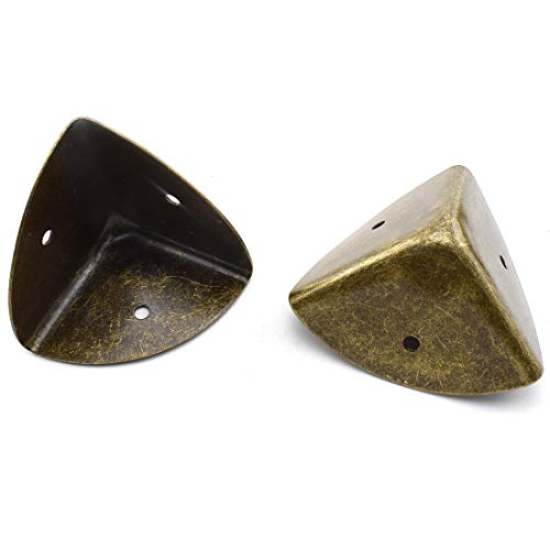 SDTC Tech 4-Pack Zinc Alloy Triangle Corner Protectors 1.58" (40mm) Metal Decorative Edge Guard Safety Cover for Table Suitcase Cabinet Trunk Toolbox