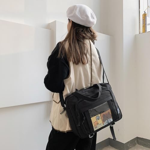 Image of Kawaii Crossbody Ita Bag for Women with Pin & Plush Bear - Japanese Messenger Bags Y2K Shoulder Purse