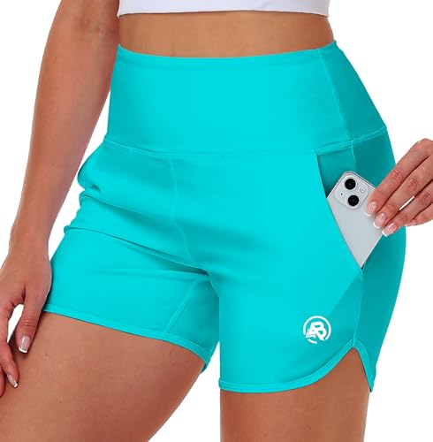 Image of AOBUTE Womens High Waisted Swim Board Shorts UPF 50+ Quick Dry Swim Trunks with Pockets